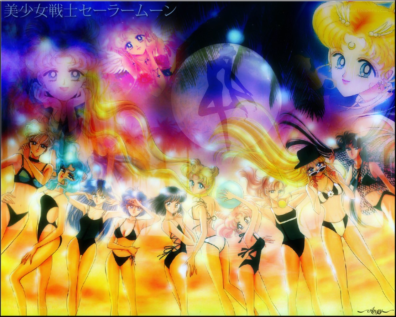 Sailor Moon characters in swimsuits
