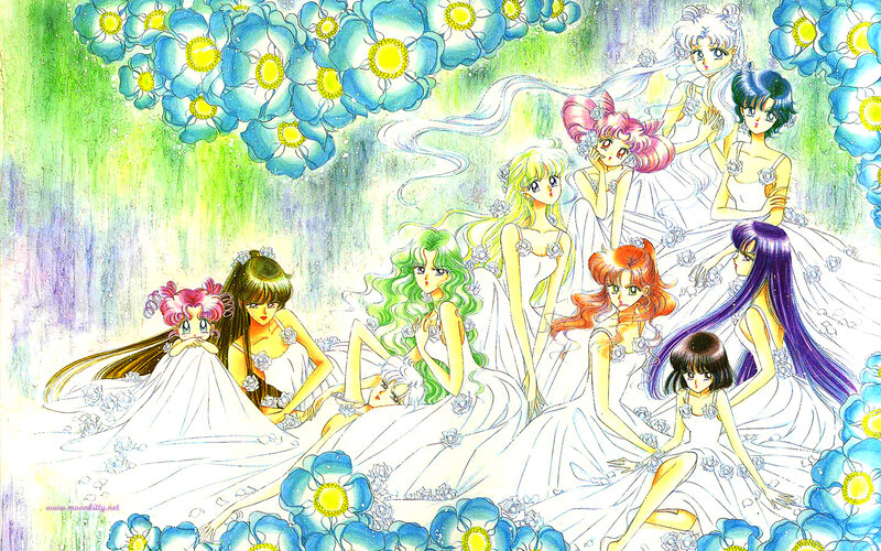 Sailor Moon characters in wedding gowns