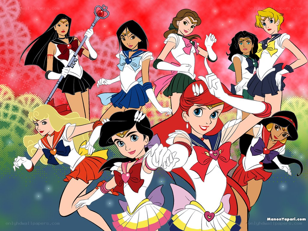 Sailor Moon characters with Disney princesses