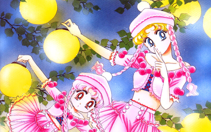Sailor Moon characters with lanterns