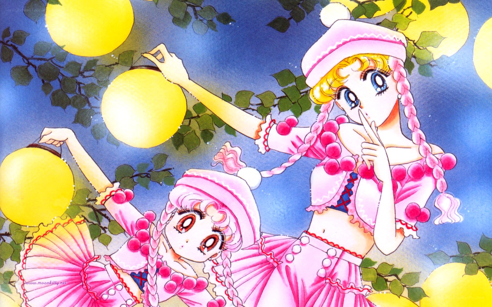 Sailor Moon characters with lanterns