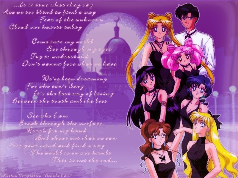 Sailor Moon characters with lyrics