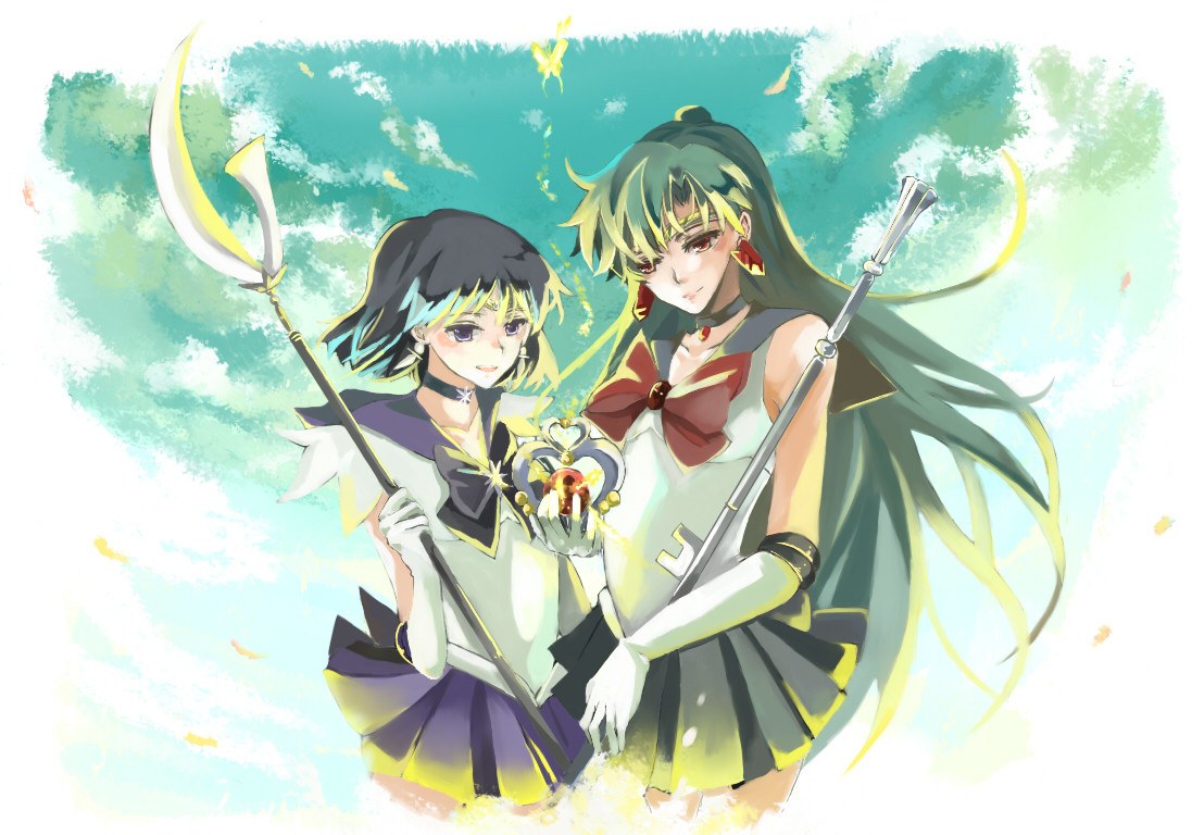 Sailor Moon characters with staffs
