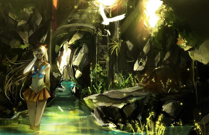 sailor moon in a cave