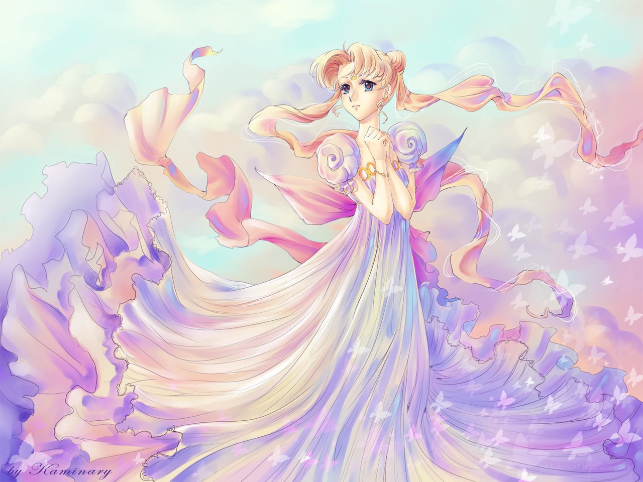Sailor Moon in a flowing gown