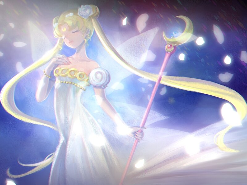Sailor Moon in White Dress — Serene, Night