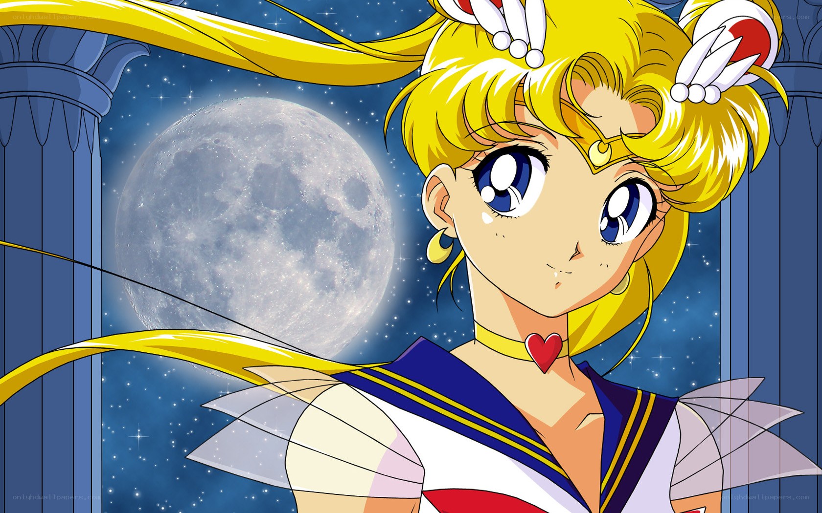 Sailor Moon with moon background