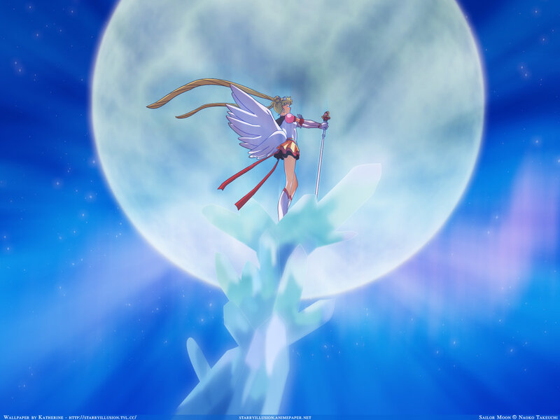 Sailor Moon with Wings — Blue, Dramatic, Night, Anime, Sword