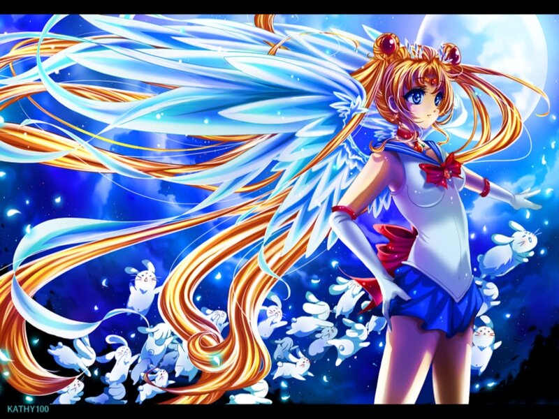 Sailor Moon with Wings — Blue, Dramatic, Night