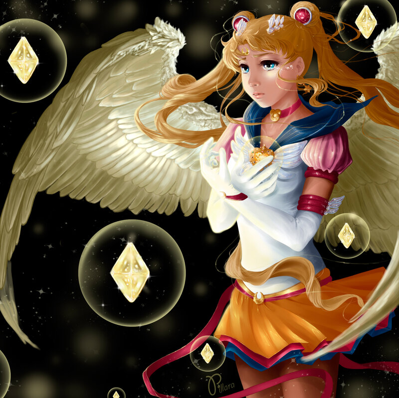 Sailor Moon with Wings — White, Serene, Night