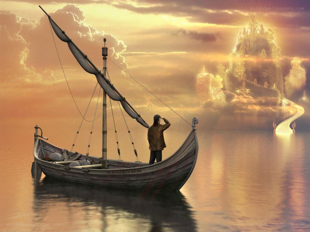 Sailor on a boat at sunset