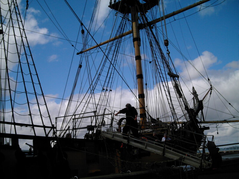 Sailor on Ship Deck — Blue