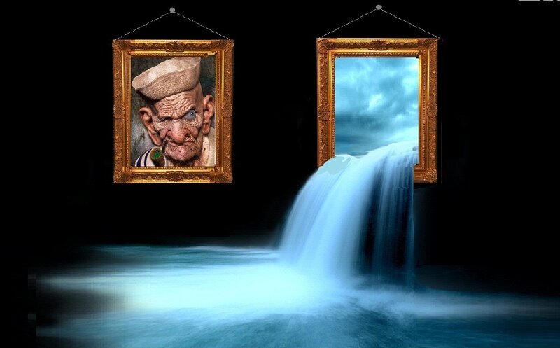 Sailor Portrait and Waterfall