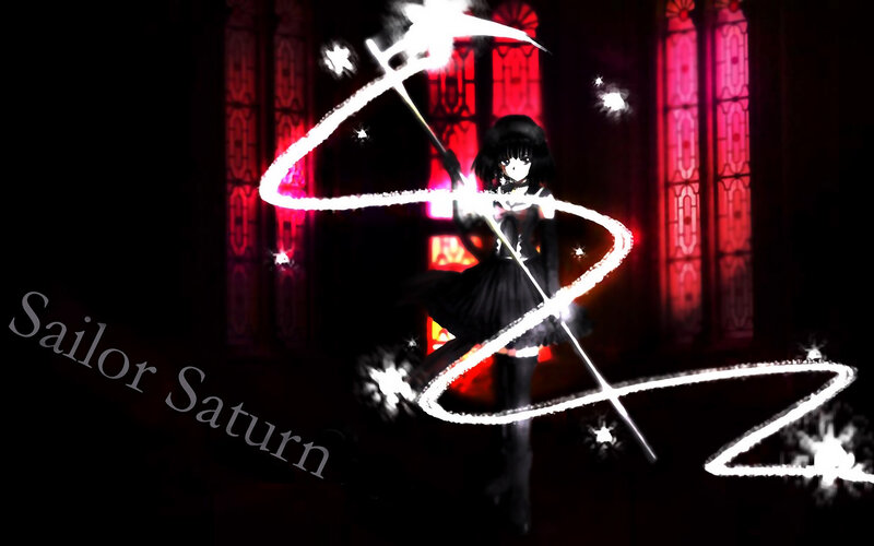 Sailor Saturn in dark cathedral