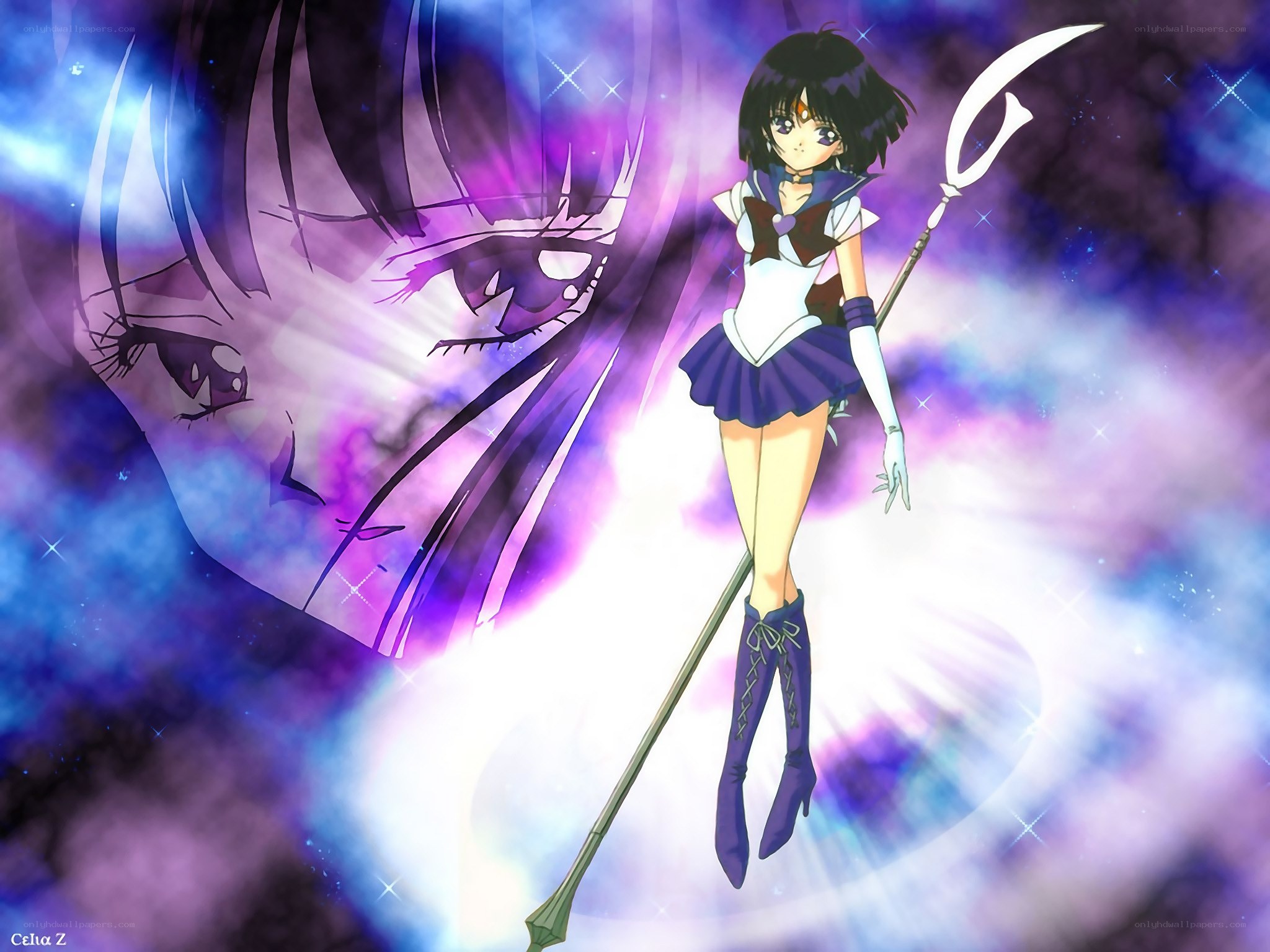 Sailor Saturn with her scythe