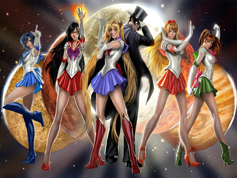 Sailor Scouts and Tuxedo Mask