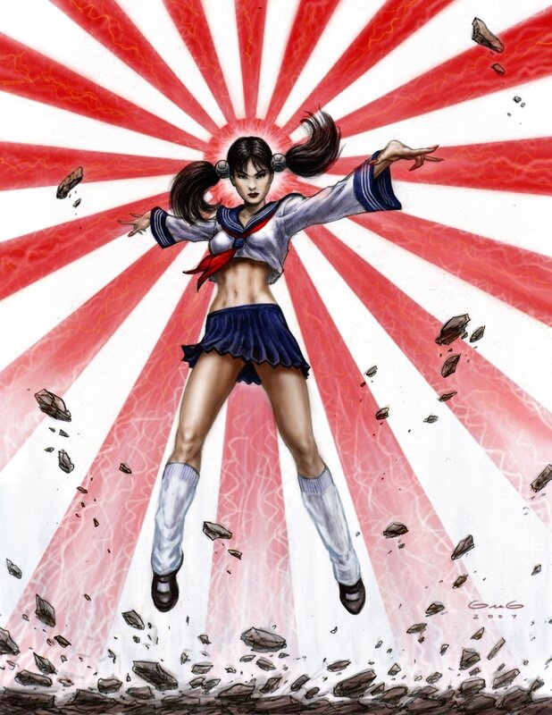 sailor-suited fighter in action