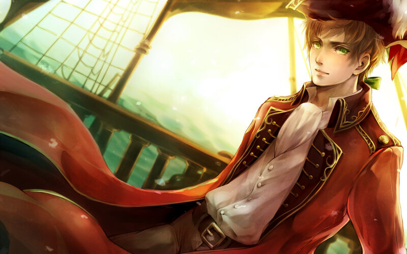 sailor with green eyes on ship