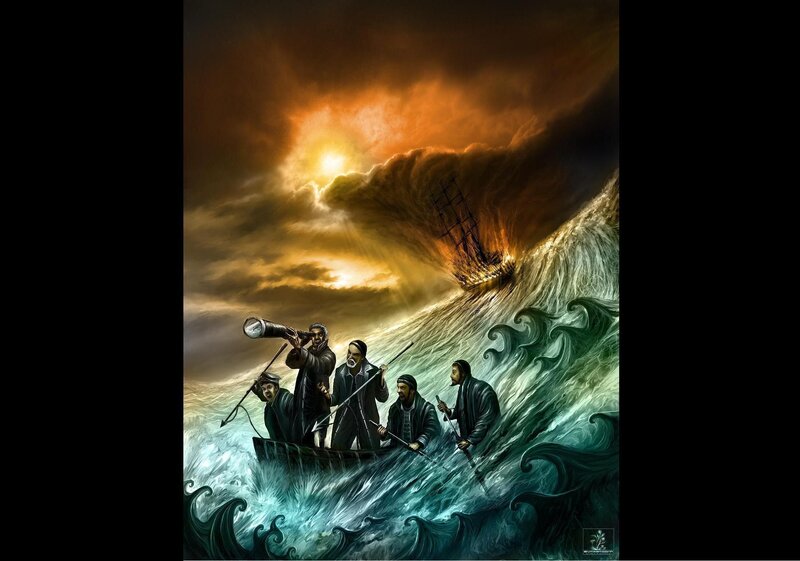 Sailors in a storm at sea