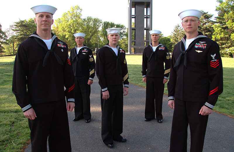 Sailors in dress uniform
