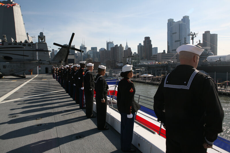 Sailors on a naval ship deck