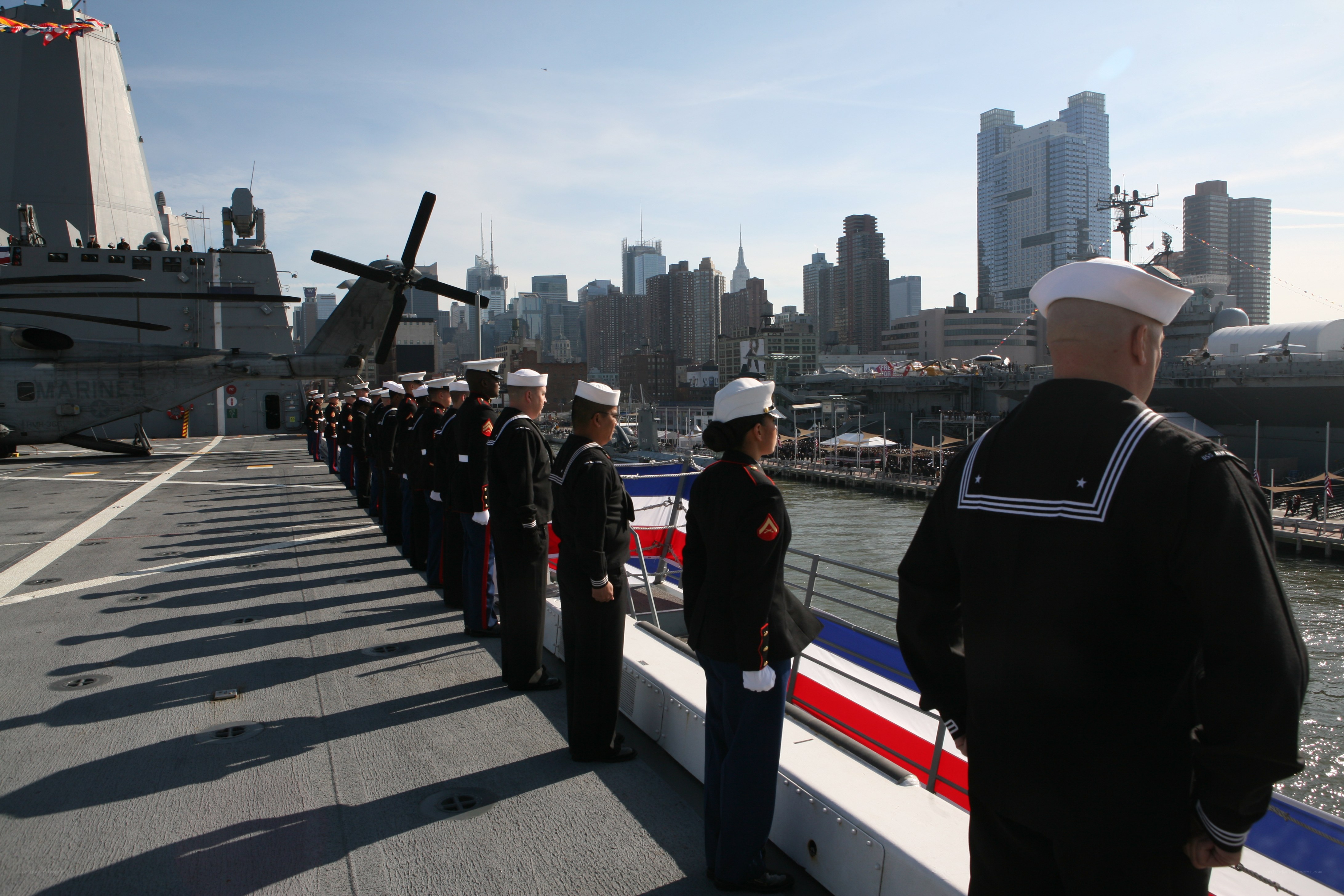 Sailors on a naval ship deck