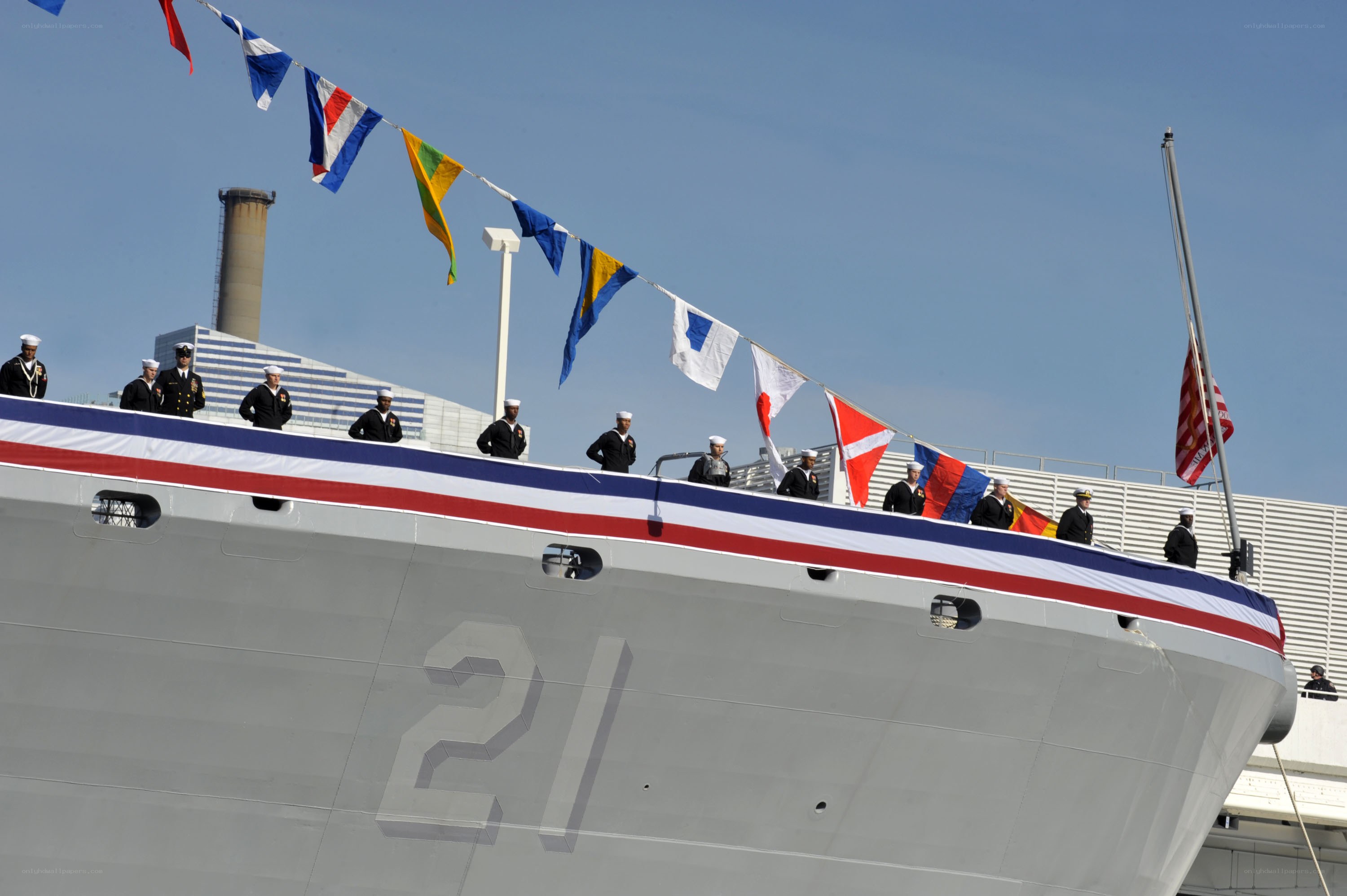 Sailors on a naval ship