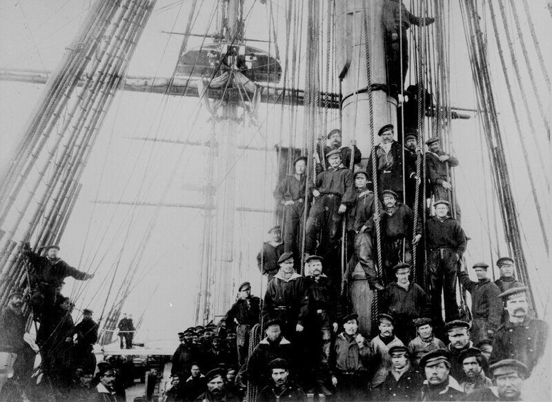 Sailors on a ship deck