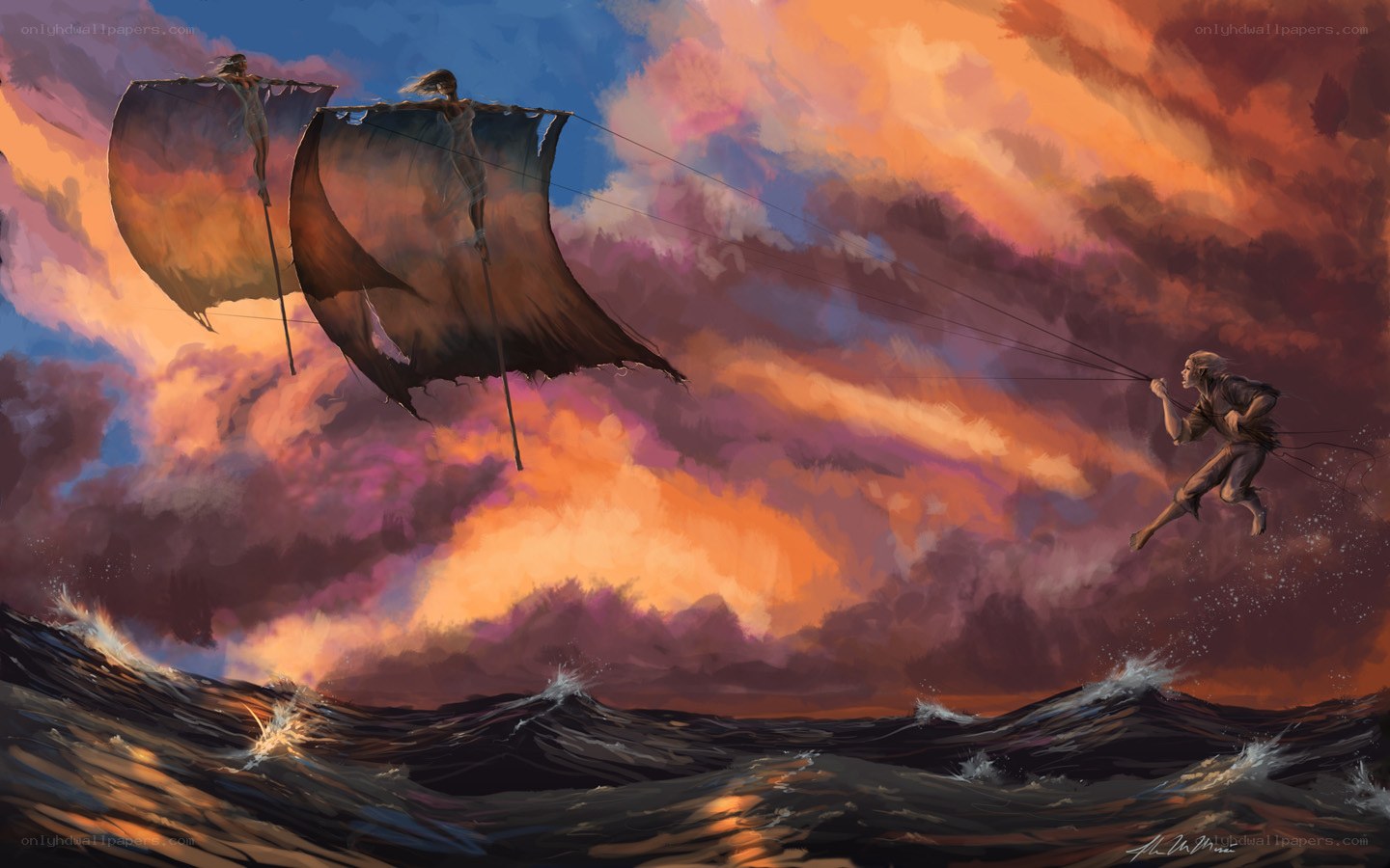 Sailors on a stormy sea