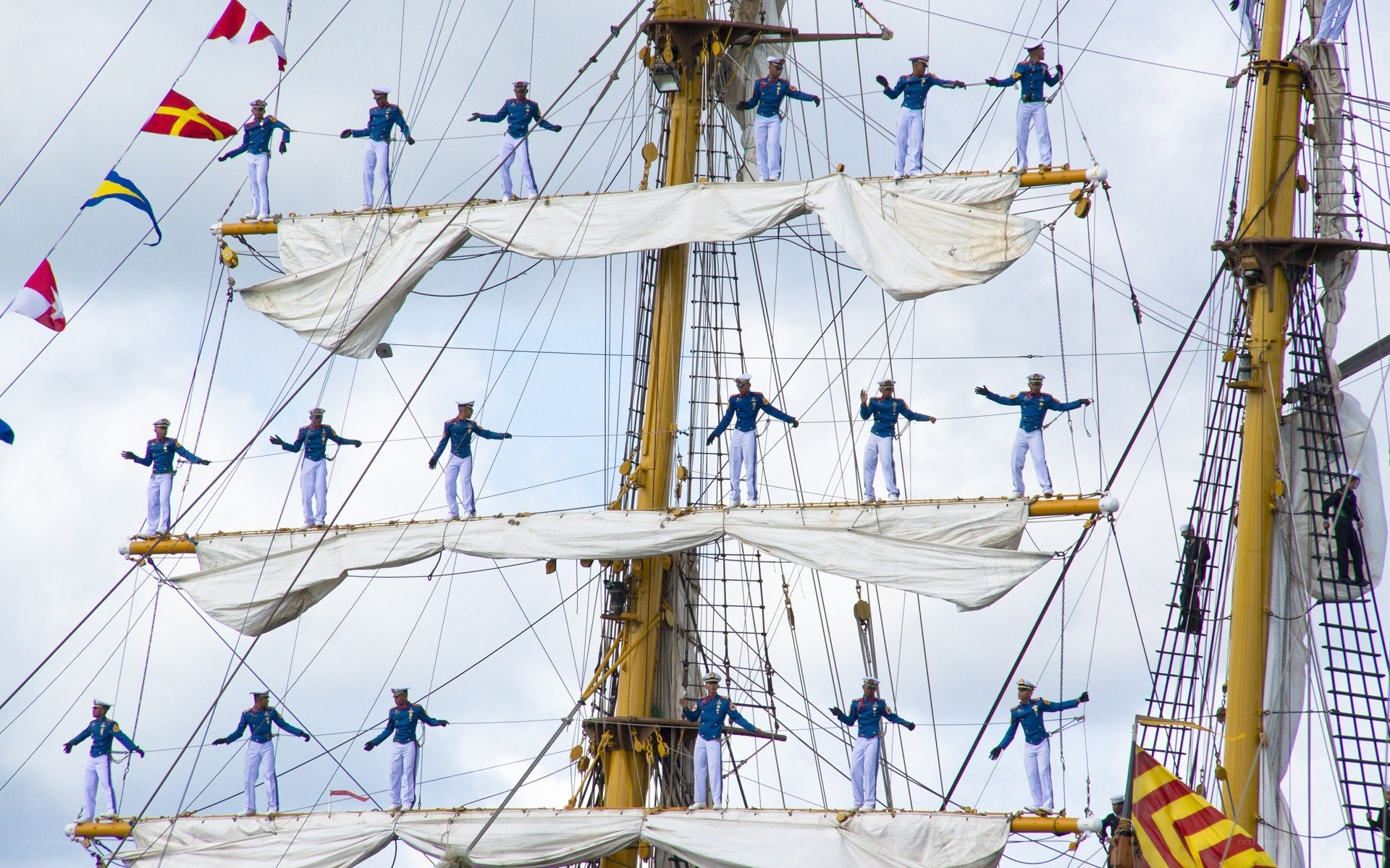 Sailors on a tall ship