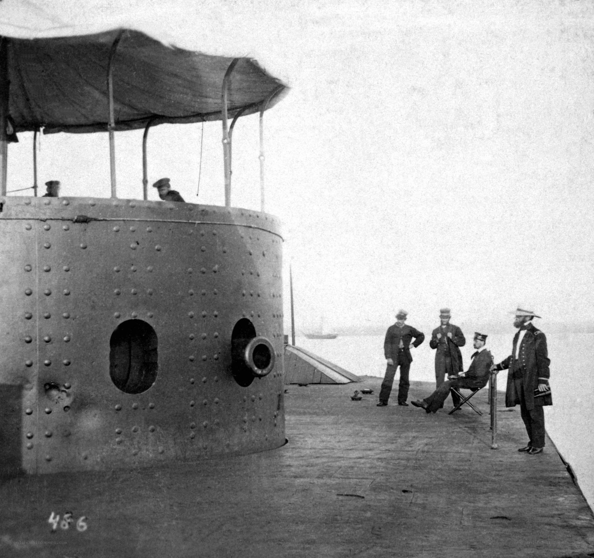 Sailors on a warship deck