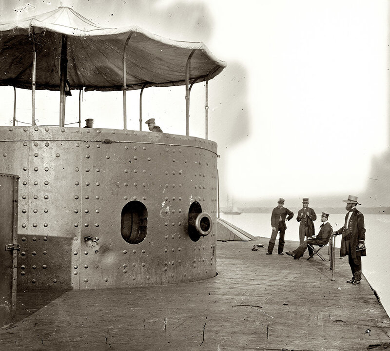 Sailors on a warship deck