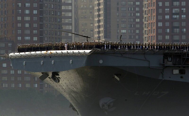 Sailors on aircraft carrier deck