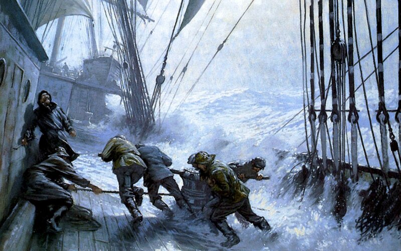 Sailors on Stormy Deck