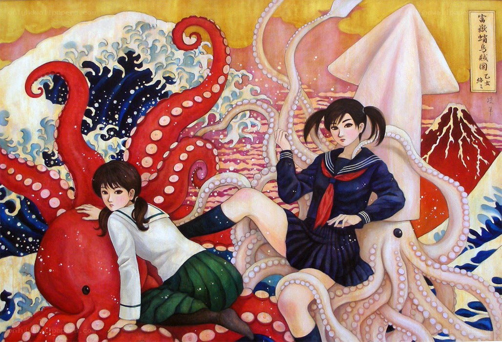 Sailors with giant octopuses