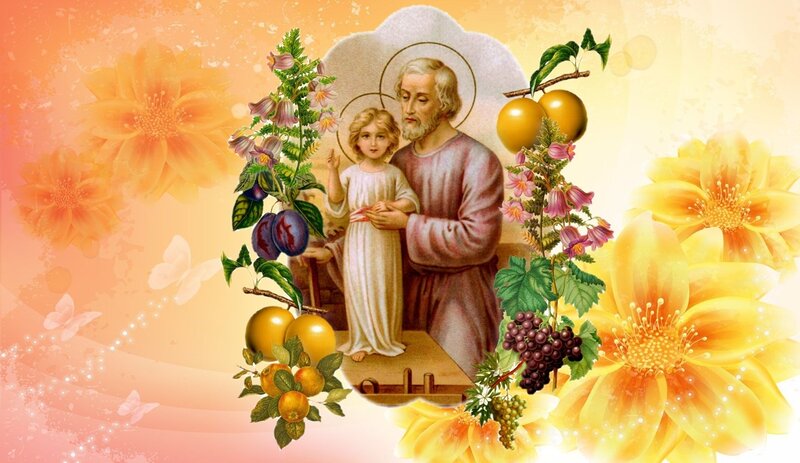 Saint Joseph with Child Jesus — Yellow