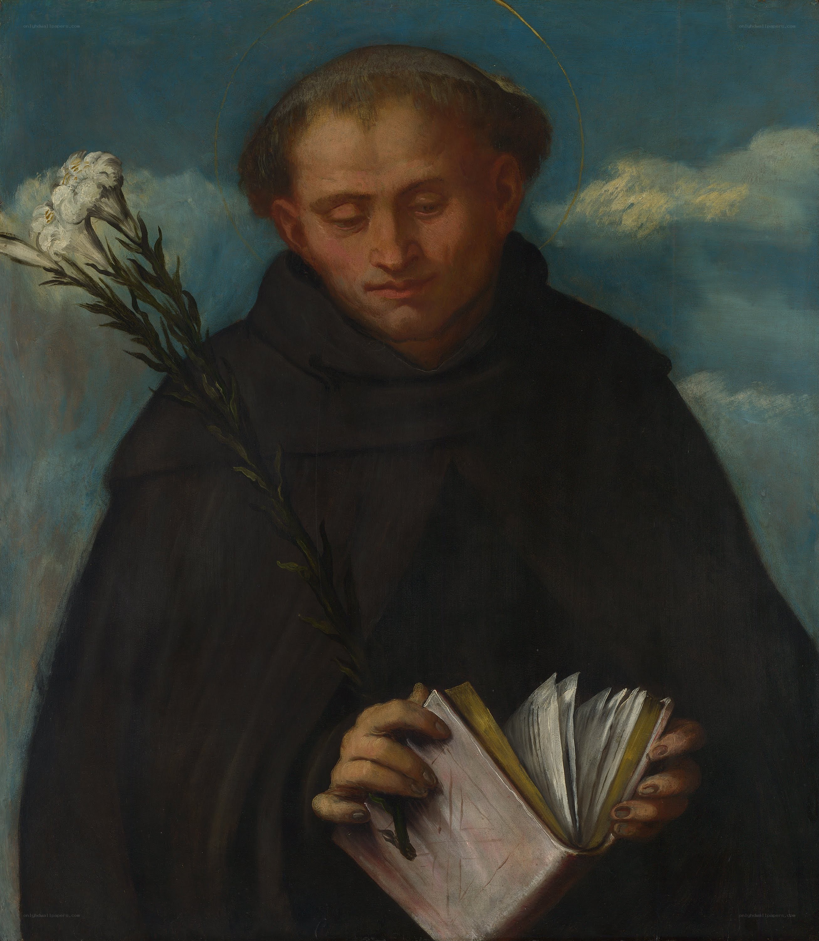 Saint with book and lilies