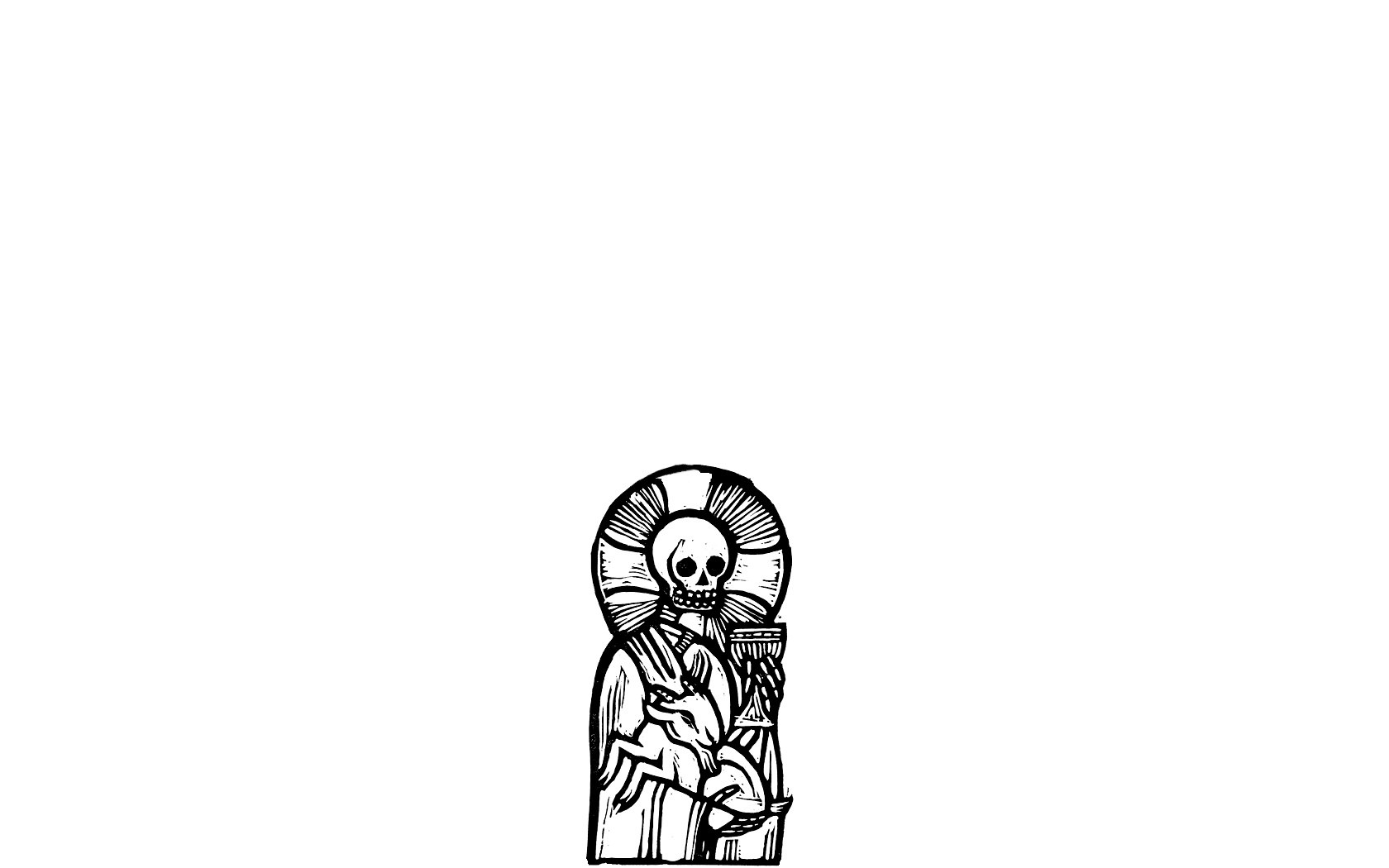 saint with skull halo