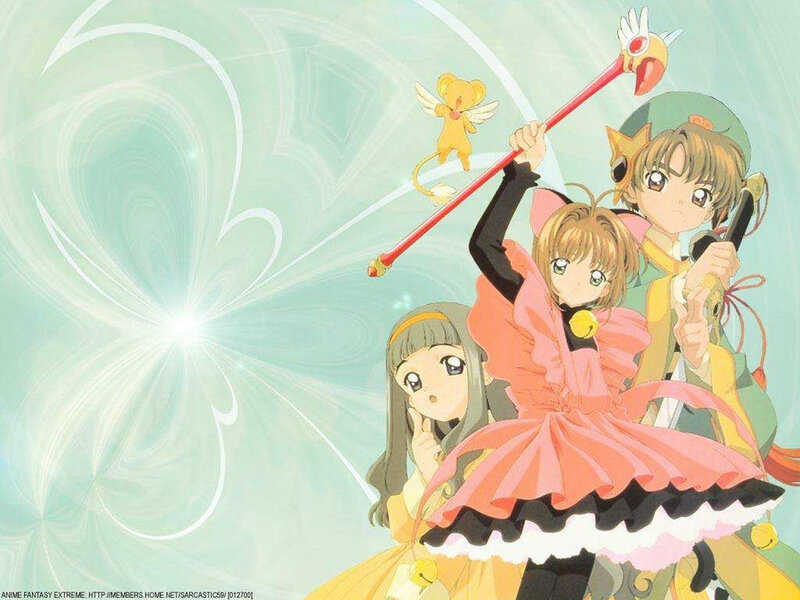 Sakura and friends with magical staff