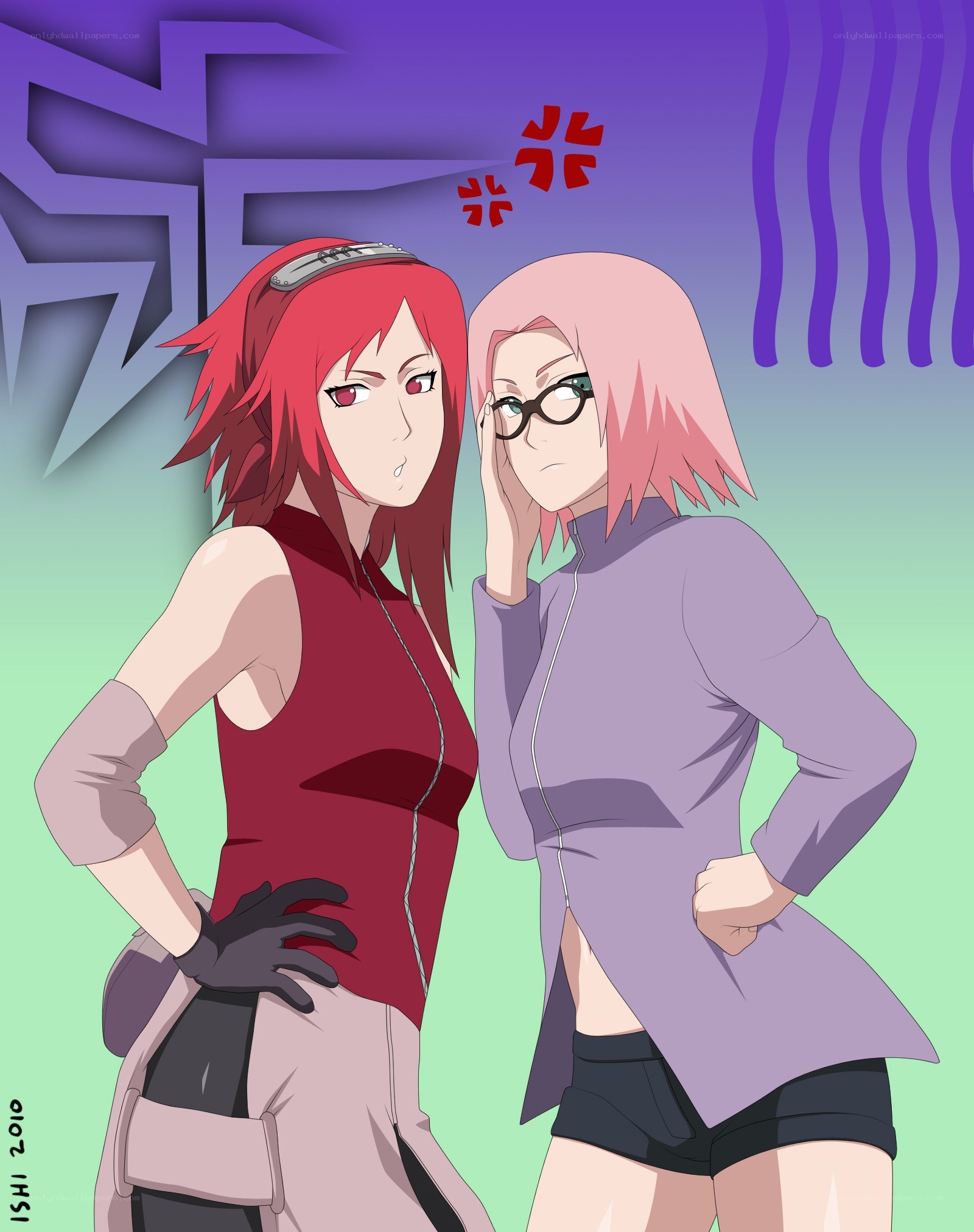 Sakura and Karin standing together