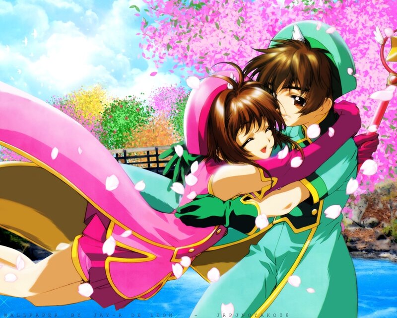 sakura and kero in a hug