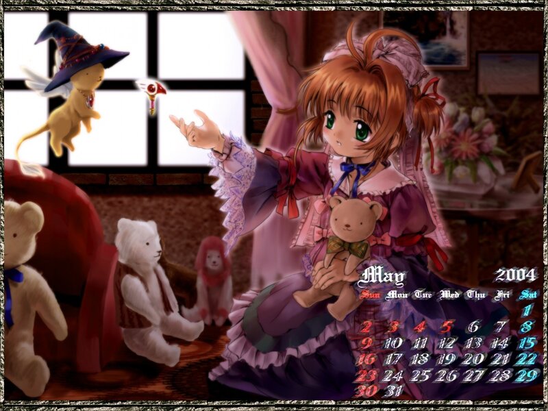 Sakura and Kero in a room