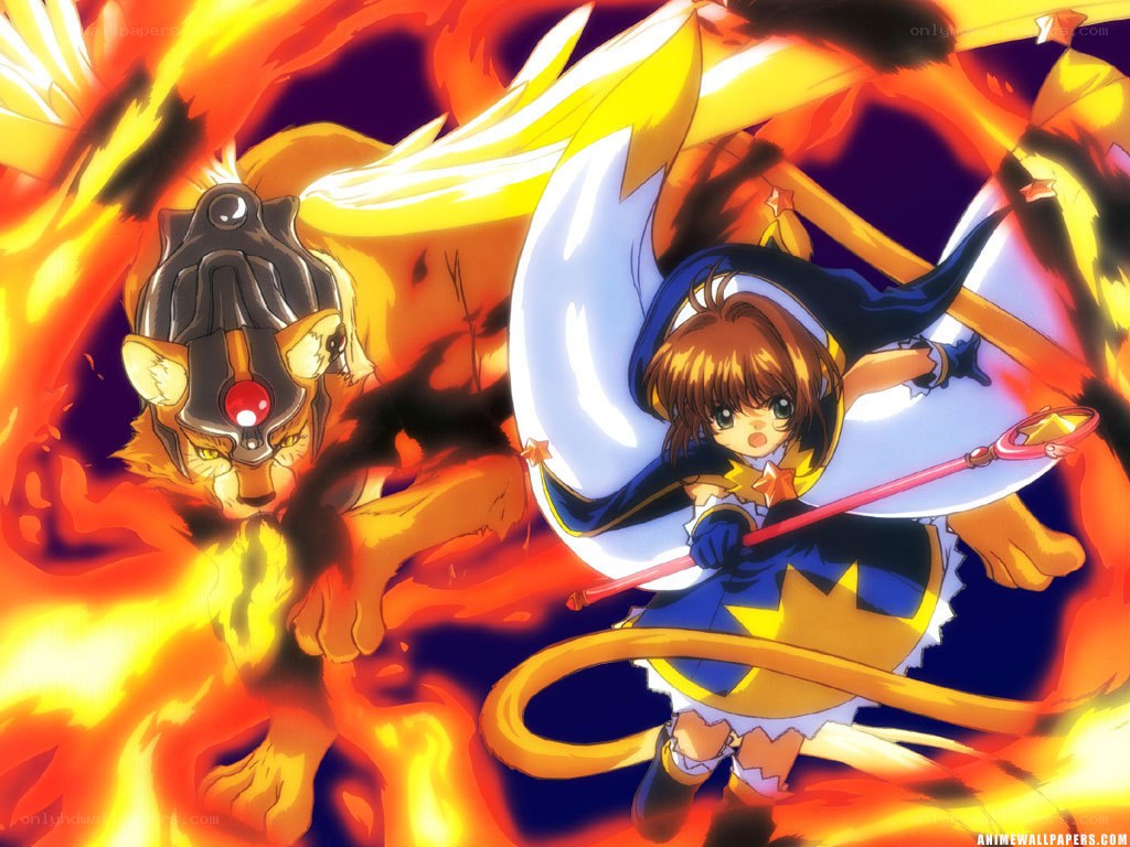 Sakura and Kero in fire