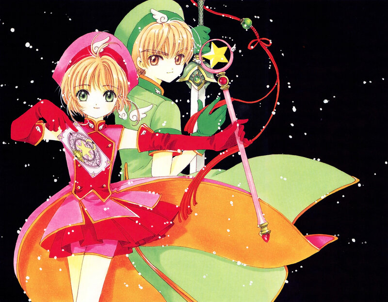 Sakura and Kero in magical attire