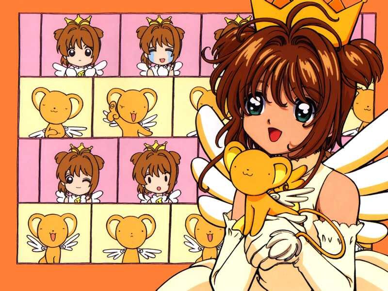 Sakura and Kero in magical outfits