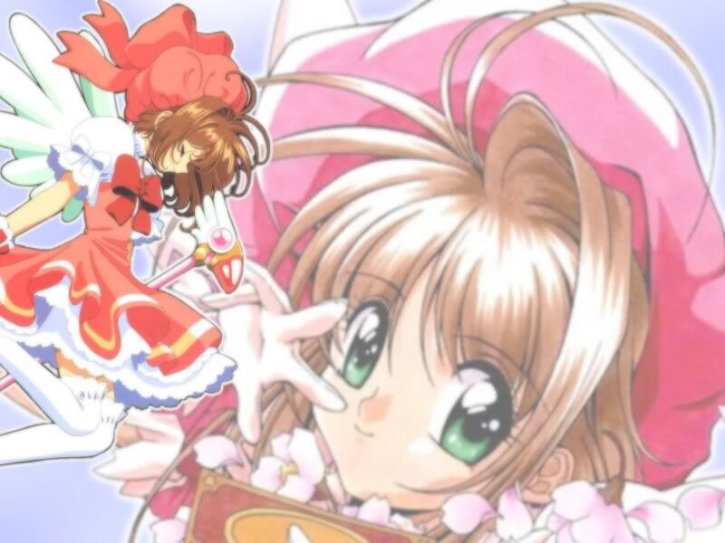 Sakura and Kero in magical scene