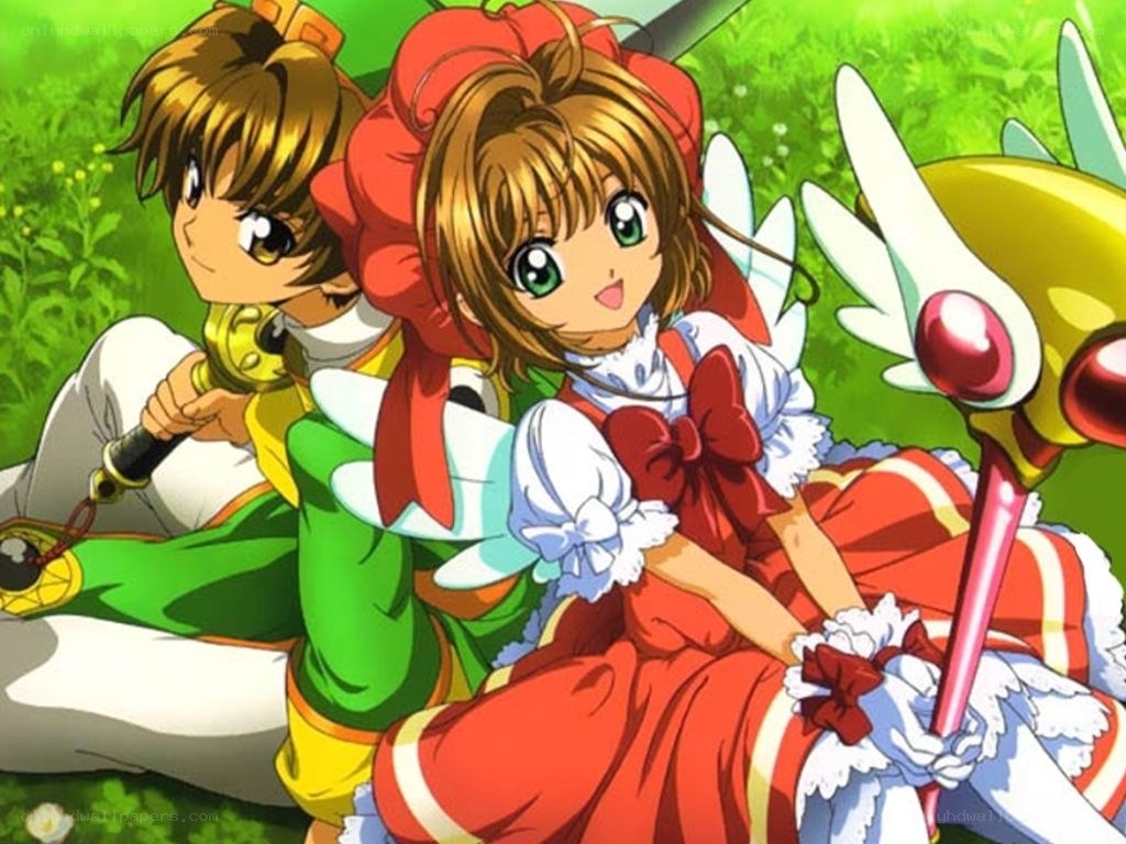 Sakura and Syaoran in a field