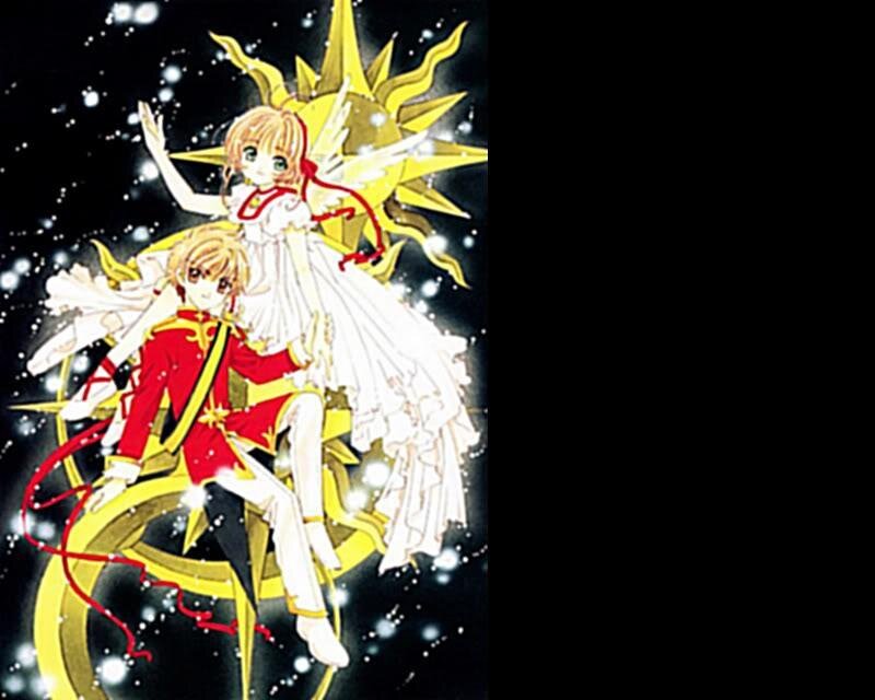 Sakura and Syaoran in magical light