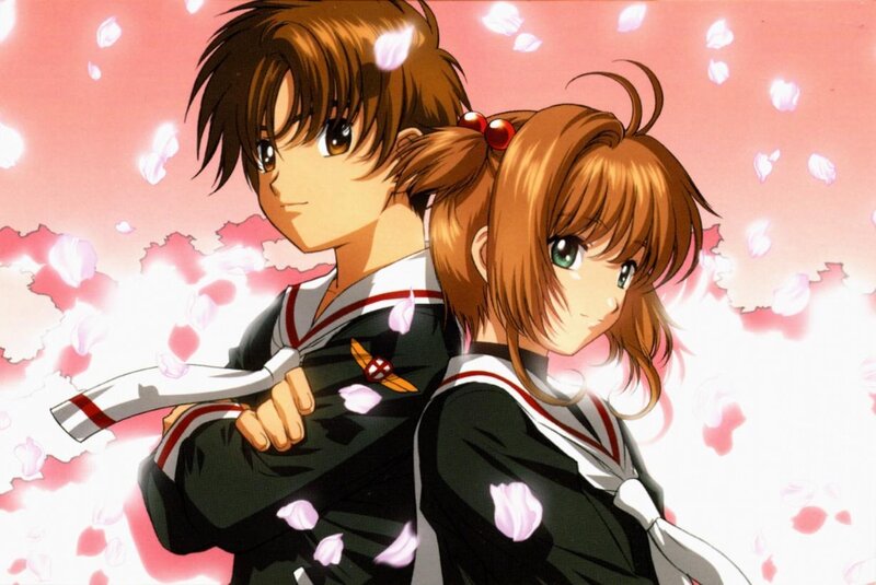 Sakura and Syaoran in school uniforms