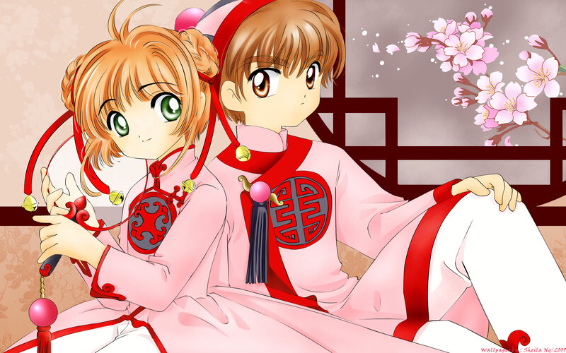 Sakura and Syaoran in traditional attire